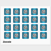 QR-Code Werbe-Name Kontakt Aquamarin Blue Quadratischer Aufkleber (Blatt)