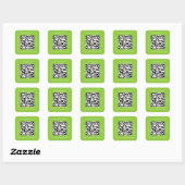 QR-Code Werbe-Name Kontakt Green Square Stic Quadratischer Aufkleber (Blatt)