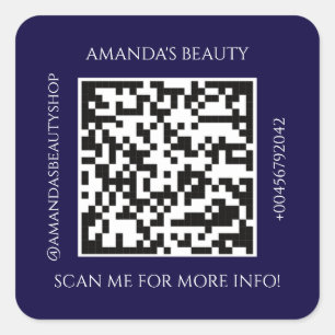 QR-Code Werbe-Name Kontakt Lila Quadratischer Aufkleber
