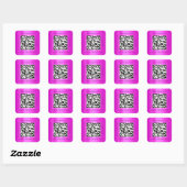 QR Code Werbe-Name Kontakt Pink Fuchsia Quadratischer Aufkleber (Blatt)