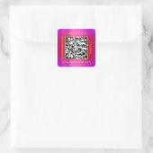 QR Code Werbe-Name Kontakt Rosa Rot Quadratischer Aufkleber (Tasche)
