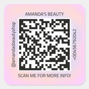 QR-Code Werbe-Name Kontakt Web Lila rosa Quadratischer Aufkleber