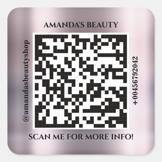 QR-Code Werbe-Name Kontakt-Webadresse Rose Quadratischer Aufkleber (Vorderseite)