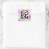 QR-Code Werbe-Name Web Holograph Pink Quadratischer Aufkleber (Tasche)
