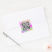 QR-Code Werbe-Name Web Holograph Pink Quadratischer Aufkleber (Umschlag)