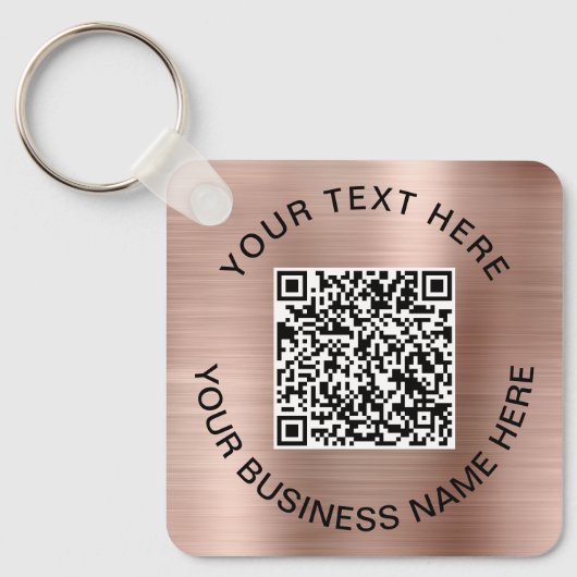 QR-Code Werbe-Rose Gold Schlüsselanhänger (Vorderseite)