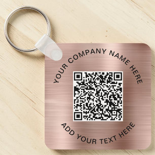 QR-Code Werbe-Rose Gold Schlüsselanhänger