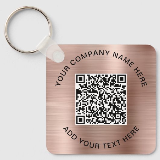 QR-Code Werbe-Rose Gold Schlüsselanhänger (Vorderseite)