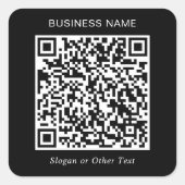 QR Code WerbeBlack Quadratischer Aufkleber (Vorderseite)