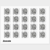 QR-Code Werbename Kontaktadresse Webadresse Grau Quadratischer Aufkleber (Blatt)