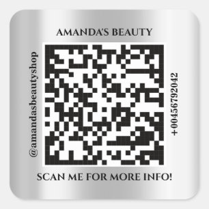 QR-Code Werbename Kontaktadresse Webadresse Grau Quadratischer Aufkleber