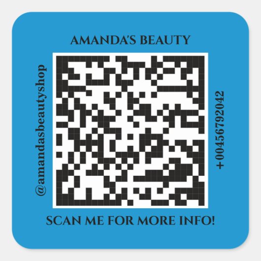 QR-Code Werbename Web Blue Square Aufkleber (Vorderseite)
