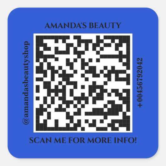 QR-Code Werbename Web Blue Square Aufkleber (Vorderseite)