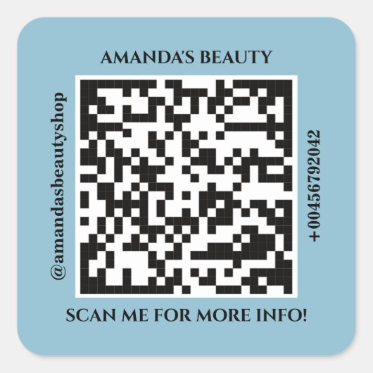 QR-Code Werbename Web Blue Square Aufkleber (Vorderseite)