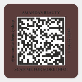 QR-Code Werbename Web Brown Square Aufkleber