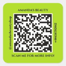 QR-Code Werbename Web Green Square Aufkleber