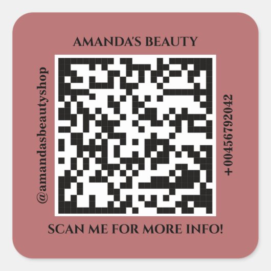 QR-Code Werbename Web Red Quadratischer Aufkleber (Vorderseite)
