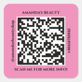 QR-Code Werbename Web Rosa-Quadrat-Aufkleber Quadratischer Aufkleber