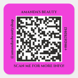 QR-Code Werbename Web Rosa-Quadrat-Aufkleber Quadratischer Aufkleber