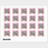 QR-Code Werbename Web Rosa Rose Quadratischer Aufkleber (Blatt)