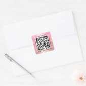 QR-Code Werbename Web Rosa Rose Quadratischer Aufkleber (Umschlag)