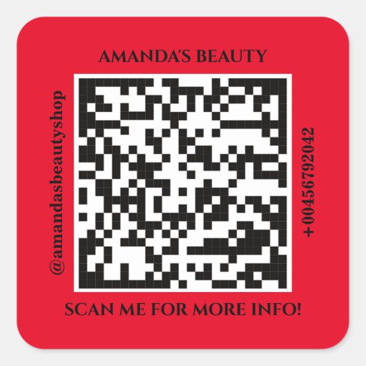 QR-Code Werbename Web Roter Platz Aufkleber (Vorderseite)