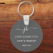 QR-Code Werbeunternehmen Grau Schlüsselanhänger (Vorderseite)