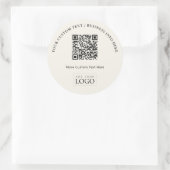 QR-Code-Werbung für einfaches Elfenbeingeschäft Runder Aufkleber (Tasche)