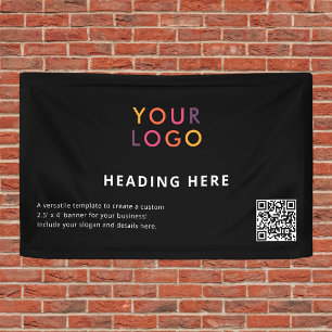 QR-Code-Werbung für Geschäftszeichen Schwarz Banner