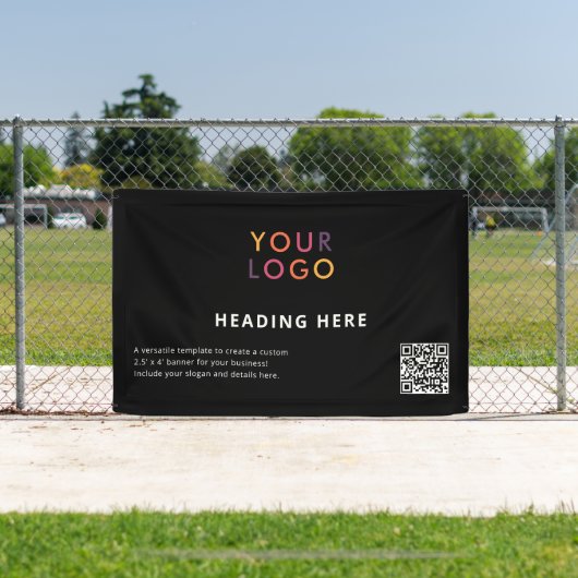 QR-Code-Werbung für Geschäftszeichen Schwarz Banner (InSitu)