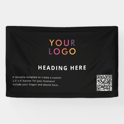 QR-Code-Werbung für Geschäftszeichen Schwarz Banner (Horizontal)