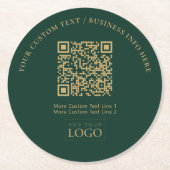 QR-Code-Werbung für Green & Gold-Business-Logos Runder Pappuntersetzer (Vorderseite)