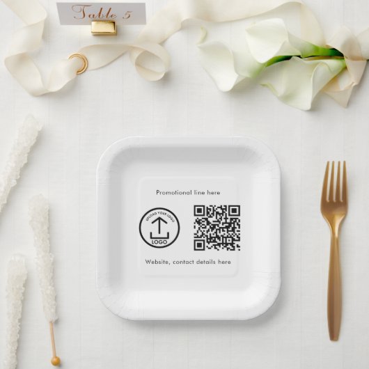 QR-Code-Werbung für kundenspezifisches Firmenlogo Pappteller (Hochzeit)