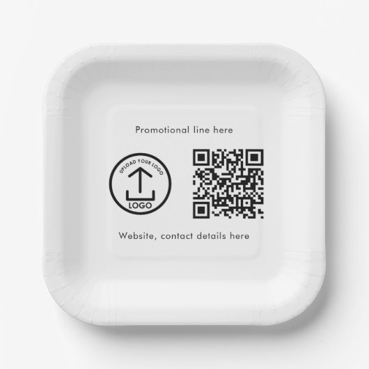 QR-Code-Werbung für kundenspezifisches Firmenlogo Pappteller (Vorderseite)