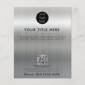 QR-Code-Werbung für metallisches Silber-Firmenlogo Flyer (Vorne)