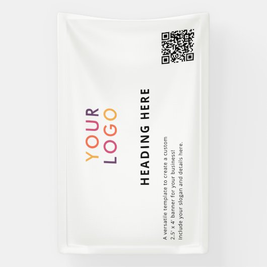 QR-Code-Werbung für Unternehmen weiß Banner (Vertikal)