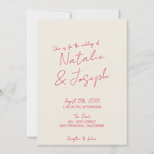 QR Code Whimsical Hand Written Fun Retro Hochzeit Einladung (Vorderseite)