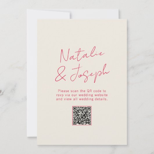 QR Code Whimsical Hand Written Fun Retro Hochzeit Einladung (Rückseite)
