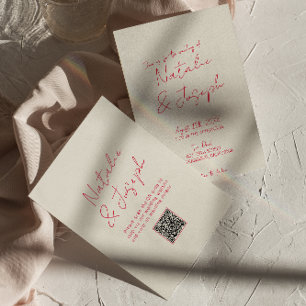 QR-Code Whimsical Handgeschrieben Spaß Retro-Hochz Einladung