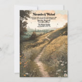 QR Code Whimsical Rustic Wildblume Meadow Wedding Einladung (Vorderseite)