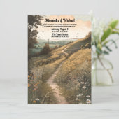 QR Code Whimsical Rustic Wildblume Meadow Wedding Einladung (Stehend Vorderseite)