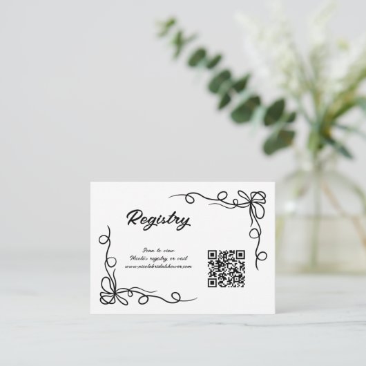 QR Code Whimsisches Brautparty-Register Begleitkarte (Stehend Vorderseite)