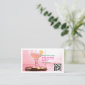 QR Code White Bar & Lounge Margarita Business Card Visitenkarte (Stehend Vorderseite)