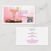 QR Code White Bar & Lounge Margarita Business Card Visitenkarte (Vorne/Hinten)