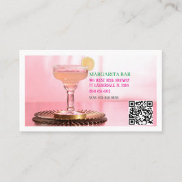 QR Code White Bar & Lounge Margarita Business Card Visitenkarte