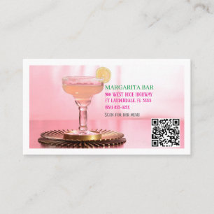 QR Code White Bar & Lounge Margarita Business Card Visitenkarte