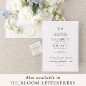 QR Code White Black Classic Monogram Wedding Einladung