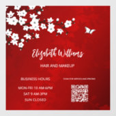 QR-Code | White Cherry Blossom Red Fensteraufkleber (Blatt)