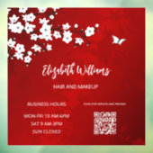 QR-Code | White Cherry Blossom Red Fensteraufkleber (Blatt 3)