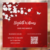 QR-Code | White Cherry Blossom Red Fensteraufkleber (Blatt 2)